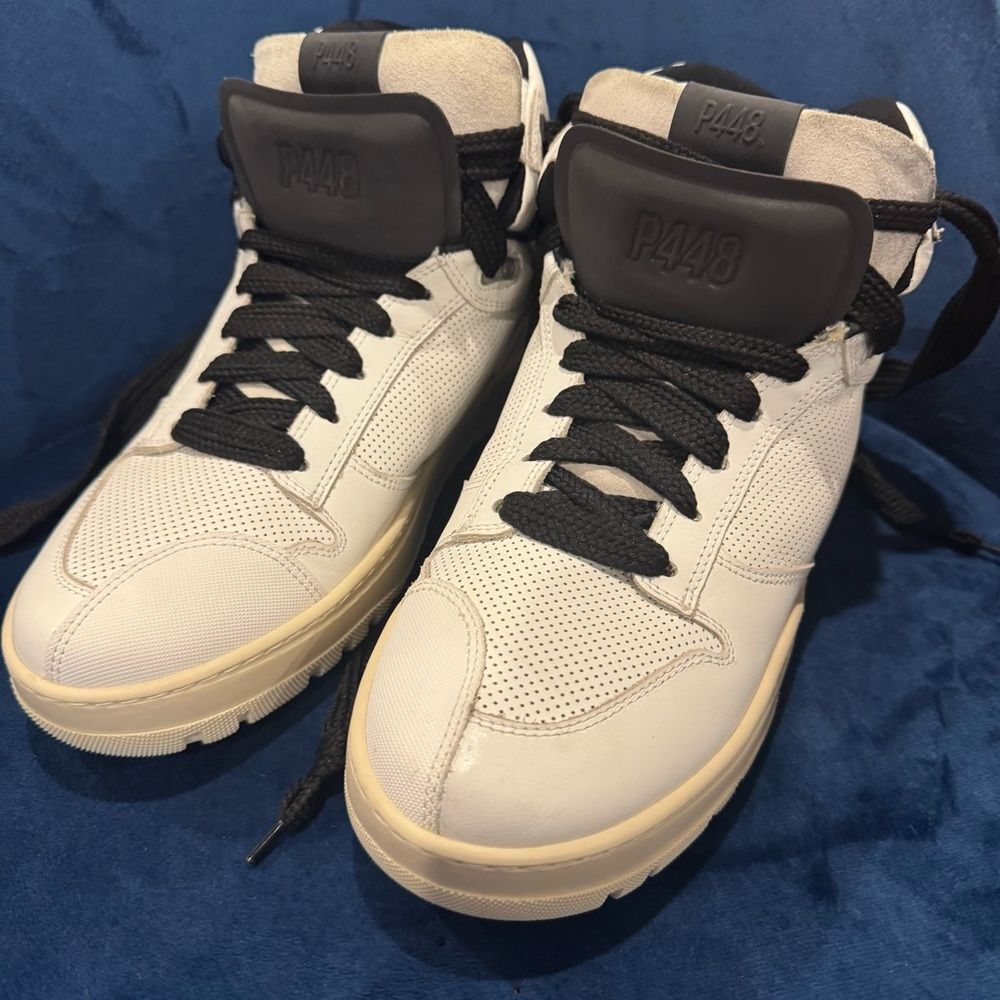 P448 High Top Sneakers - White & Black - Made in Italy - Size 43 (US Men’s 10)